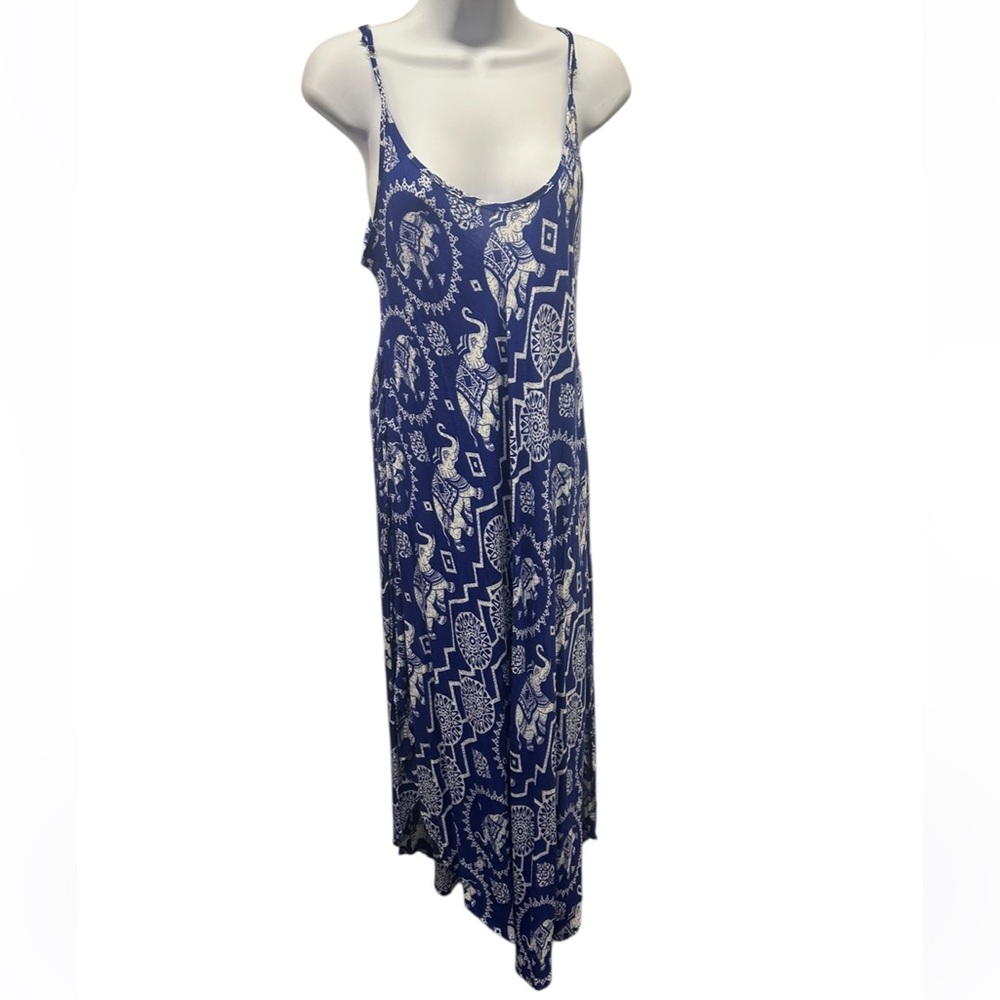 Blue and White Elephant Print Dress. BL/RD12